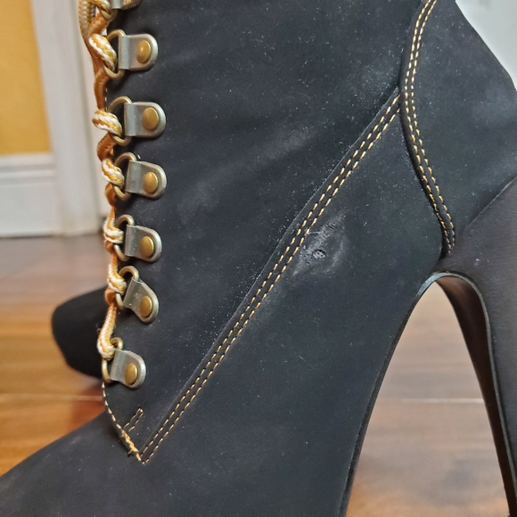 Forever High Heel Almond Toe Lace Up Ankle Booties - Picture 5 of 6